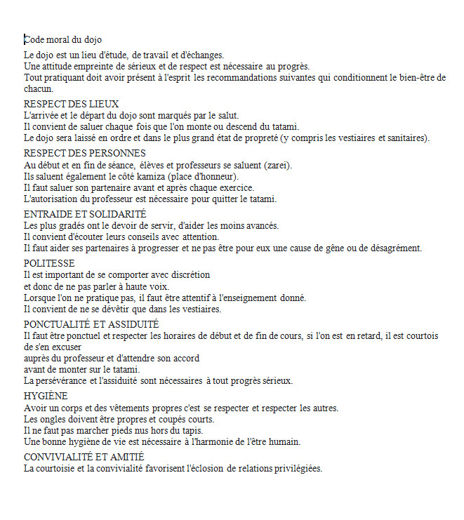 Code du dojo